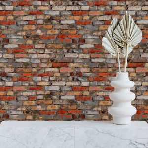 Papel de Parede Adesivo Tijolinho Rústico Construção Rolo 5m