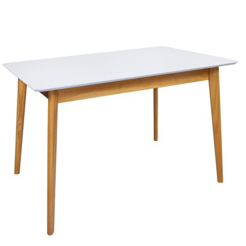 Mesa de Jantar 120x80cm Tampo MDF Laca Dallas Branco/Nozes