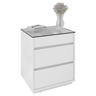 Mesa de Cabeceira Belize com Tampo de Vidro Branco - 1