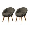 Kit 2 Poltronas Decorativa Canastra Estofada Linho Marrom Café Pés Palito em Madeira Maciça - 1