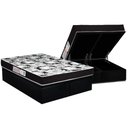 Ver imagem 1 de Conjunto Box Baú Queen: Colchão Espuma Luckspuma D33 Supreme Pró Saúde Black + Base Crc Suede
