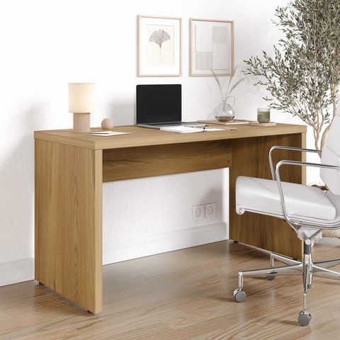 Escrivaninha Mesa Escritório em Tamburato Acabamento em BP Ficus 135cm CabeCasa MadeiraOriginals