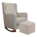 Ver imagem 1 de Kit Poltrona Puff Amamentação Encosto Alto Balanço Suede Bege