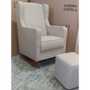 Ver imagem 4 de Kit Poltrona Puff Amamentação Encosto Alto Balanço Suede Bege