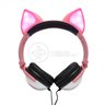 Fone de Ouvido Gatinho Sem Fio Com Led Orelha Gato Dobrável Infantil Microfone H'Maston - Rosa - 1