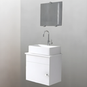 Ver imagem 1 de Gabinete para Banheiro de Madeira Suspenso com Cuba e Espelho