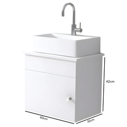 Gabinete para Banheiro de Madeira Suspenso com Cuba e Espelho - 3