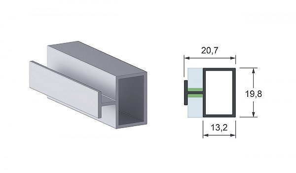 (04) Perfil Divisor 2003 Lumino ALTERNATIVA Anodizado Fosco - 2