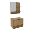 Ver imagem 1 de Armário de Banheiro 60 cm 1 Porta 1 Gaveta com Espelho Ripado BN3689 Amêndoa - Tecno Mobili