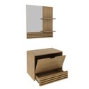 Ver imagem 5 de Armário de Banheiro 60 cm 1 Porta 1 Gaveta com Espelho Ripado BN3689 Amêndoa - Tecno Mobili