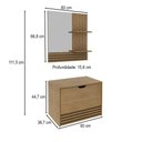 Ver imagem 2 de Armário de Banheiro 60 cm 1 Porta 1 Gaveta com Espelho Ripado BN3689 Amêndoa - Tecno Mobili