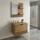 Ver imagem 3 de Armário de Banheiro 60 cm 1 Porta 1 Gaveta com Espelho Ripado BN3689 Amêndoa - Tecno Mobili