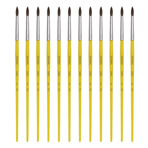 Pincel para Artesanato Pelo de Pônei N. 12 - 12 Unidades