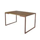Ver imagem 1 de Mesa de Jantar Industrial Base Ferro Cobre Tampo 137x90 Amêndoa
