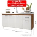 Ver imagem 4 de Balcão para Pia 160cm sem Tampo 4 Portas 1 Gaveta Moscou Marrom/Noce/Off White