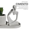 Conjunto Decorativo 3 Peças Estátua Pensadora Vaso Contemporâneo e Bandeja Cinza - 2