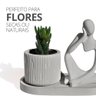 Conjunto Decorativo 3 Peças Estátua Pensadora Vaso Contemporâneo e Bandeja Cinza - 5