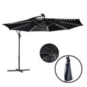 Ver imagem 1 de Ombrelone Lateral Suspenso Jardim 3 Metros com Led Alumínio Manivela Preto Importway Iwobll-300 Pt