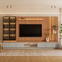 Ver imagem 1 de Estante para TV Modular com Cristaleira LED 380x220cm para TV até 75 Polegadas Magnum Marrom