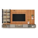 Ver imagem 3 de Estante para TV Modular com Cristaleira LED 380x220cm para TV até 75 Polegadas Magnum Marrom
