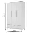 Ver imagem 6 de Guarda Roupa Infantil Quater 3 Portas Linha Cozy Branco Fosco
