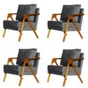Ver imagem 1 de Kit 4 Poltronas Cadeira Marilia Recepção - Suede Cinza