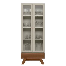 Kit Sala de Jantar Aparador Mason 04 Portas com Cristaleira Geórgia Off White Freijó - Lyam Decor - 10