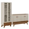 Kit Sala de Jantar Aparador Mason 04 Portas com Cristaleira Geórgia Off White Freijó - Lyam Decor - 1