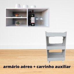 Carrinho Multiuso + Armário Para Organização Madeira Mdp - 2