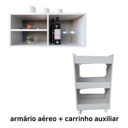 Carrinho Multiuso + Armário Para Organização Madeira Mdp - 1