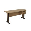 Ver imagem 2 de Mesa Multiuso Escritório Me-4193 C/ 2 Gavetas (1 C/ Chave) Amêndoa/preto - Tecno Mobili
