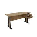 Ver imagem 1 de Mesa Multiuso Escritório Me-4193 C/ 2 Gavetas (1 C/ Chave) Amêndoa/preto - Tecno Mobili