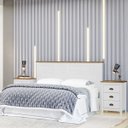 Ver imagem 1 de Conjunto Quarto: Cabeceira Cama, 2 Mesas de Cabeceiras Branco/freijó Topázio Madeira Pinus - Finestr