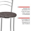 Ver imagem 5 de Kit 2 Banquetas Médias Cromadas com Assento Estofado e Encosto para Bancada Cozinha e Área Gourmet Cinza/Cromado/Marrom