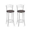 Ver imagem 2 de Kit 2 Banquetas Médias Cromadas com Assento Estofado e Encosto para Bancada Cozinha e Área Gourmet Cinza/Cromado/Marrom