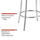 Ver imagem 4 de Kit 2 Banquetas Médias Cromadas com Assento Estofado e Encosto para Bancada Cozinha e Área Gourmet Cinza/Cromado/Florido