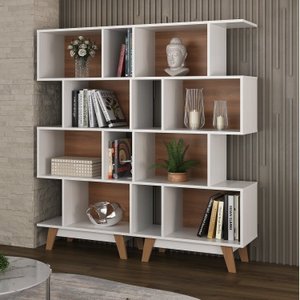 Kit 2 Estantes para Livros Caracas 4 Nichos