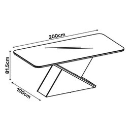 Mesa de Jantar Zoe Tampo Chanfrado Texturizado 200x100 Carvalho Europeu/granite - Pr Móveis - 5