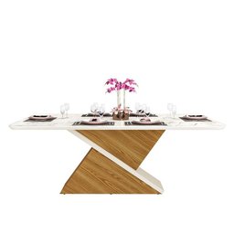 Mesa de Jantar Zoe Tampo Chanfrado Texturizado 200x100 Carvalho Europeu/granite - Pr Móveis - 2