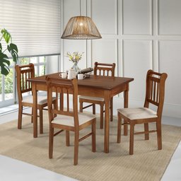 Mesa Retangular 4 Lugares em Madeira Maciça Mv Outlet Mel - 2