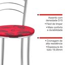 Ver imagem 5 de Kit 2 Banquetas Médias Cromadas com Assento Estofado e Encosto para Bancada Cozinha e Área Gourmet Cinza/Cromado/Vermelho