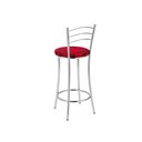 Ver imagem 4 de Kit 2 Banquetas Médias Cromadas com Assento Estofado e Encosto para Bancada Cozinha e Área Gourmet Cinza/Cromado/Vermelho