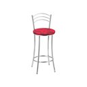 Ver imagem 2 de Kit 2 Banquetas Médias Cromadas com Assento Estofado e Encosto para Bancada Cozinha e Área Gourmet Cinza/Cromado/Vermelho