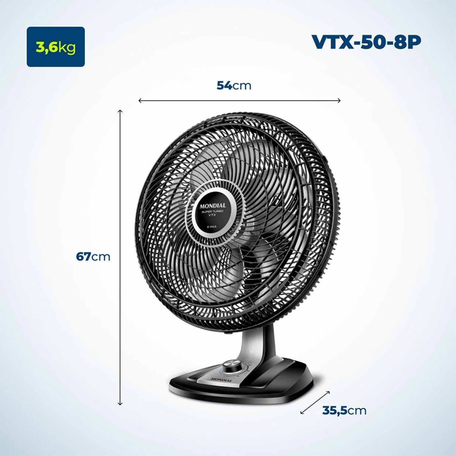 Ventilador 50cm Super Turbo 8 Pás 150w 220v Vtx-50-8p Mondial - 3