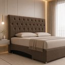 Ver imagem 1 de Cabeceira Box Casal 140cm Paris Capitonê Estofada Veludo Espuma D23:Marrom