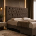Ver imagem 2 de Cabeceira Box Casal 140cm Paris Capitonê Estofada Veludo Espuma D23:Marrom