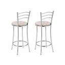 Ver imagem 5 de Kit 2 Banquetas Médias Cromadas com Assento Estofado e Encosto para Bancada Cozinha e Área Gourmet Cinza/Cromado/Bege