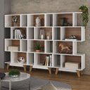 Ver imagem 1 de Kit 3 Estantes para Livros Caracas 4 Nichos Branco/Nogal