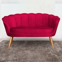 Ver imagem 1 de Namoradeira Estofada Decorativa Para Recepção Pétala Veludo Vermelho - DL Decor