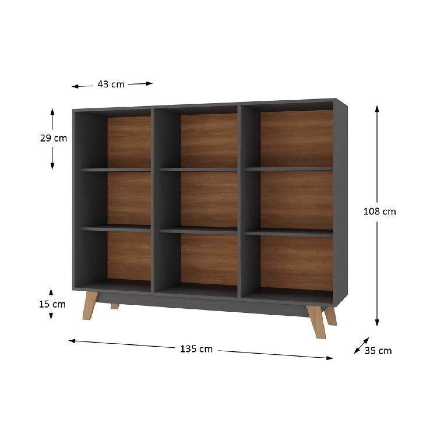 Conjunto Rack para TV até 42 Polegadas 2 Portas 2 Nichos e Estante Livreiro 9 Nichos  - 10